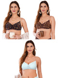 Transparent Strap Printed Padded Bra (Pack Of 3)