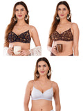 Transparent Strap Printed Padded Bra (Pack Of 3)