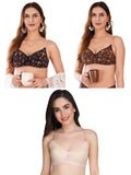 Transparent Strap Printed Padded Bra (Pack Of 3)