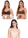 Transparent Strap Printed Padded Bra (Pack Of 3)