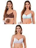 Transparent Strap Printed Padded Bra (Pack Of 3)