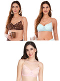 Transparent Strap Printed Padded Bra (Pack Of 3)