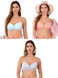 Transparent Strap Printed Padded Bra (Pack Of 3)