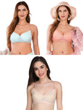 Transparent Strap Printed Padded Bra (Pack Of 3)