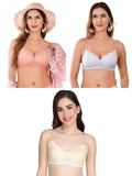 Transparent Strap Printed Padded Bra (Pack Of 3)
