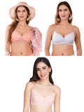 Transparent Strap Printed Padded Bra (Pack Of 3)