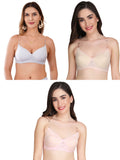 Transparent Strap Printed Padded Bra (Pack Of 3)