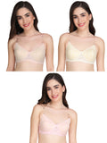 Transparent Strap Printed Padded Bra (Pack Of 3)