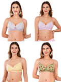 Transparent Strap Printed Padded Bra (Pack Of 4)