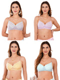 Transparent Strap Printed Padded Bra (Pack Of 4)