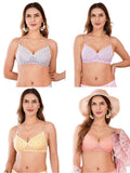 Transparent Strap Printed Padded Bra (Pack Of 4)