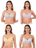 Transparent Strap Printed Padded Bra (Pack Of 4)