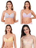 Transparent Strap Printed Padded Bra (Pack Of 4)