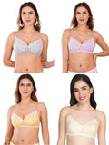 Transparent Strap Printed Padded Bra (Pack Of 4)