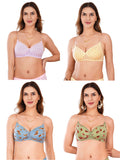 Transparent Strap Printed Padded Bra (Pack Of 4)