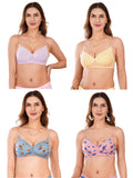 Transparent Strap Printed Padded Bra (Pack Of 4)