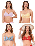 Transparent Strap Printed Padded Bra (Pack Of 4)