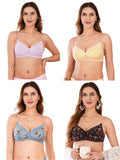 Transparent Strap Printed Padded Bra (Pack Of 4)