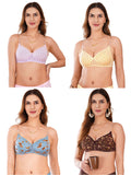 Transparent Strap Printed Padded Bra (Pack Of 4)
