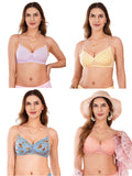 Transparent Strap Printed Padded Bra (Pack Of 4)