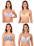 Transparent Strap Printed Padded Bra (Pack Of 4)