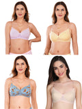 Transparent Strap Printed Padded Bra (Pack Of 4)
