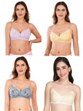 Transparent Strap Printed Padded Bra (Pack Of 4)
