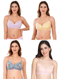 Transparent Strap Printed Padded Bra (Pack Of 4)
