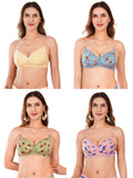 Transparent Strap Printed Padded Bra (Pack Of 4)