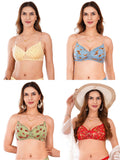 Transparent Strap Printed Padded Bra (Pack Of 4)