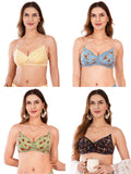 Transparent Strap Printed Padded Bra (Pack Of 4)