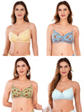 Transparent Strap Printed Padded Bra (Pack Of 4)