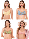 Transparent Strap Printed Padded Bra (Pack Of 4)
