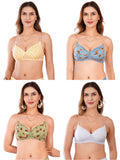 Transparent Strap Printed Padded Bra (Pack Of 4)
