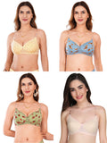 Transparent Strap Printed Padded Bra (Pack Of 4)