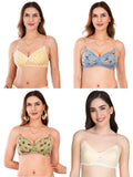 Transparent Strap Printed Padded Bra (Pack Of 4)