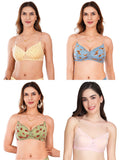 Transparent Strap Printed Padded Bra (Pack Of 4)