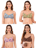 Transparent Strap Printed Padded Bra (Pack Of 4)
