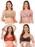Transparent Strap Printed Padded Bra (Pack Of 4)