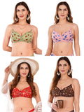 Transparent Strap Printed Padded Bra (Pack Of 4)