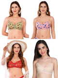 Transparent Strap Printed Padded Bra (Pack Of 4)
