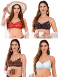 Transparent Strap Printed Padded Bra (Pack Of 4)