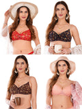 Transparent Strap Printed Padded Bra (Pack Of 4)