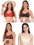 Transparent Strap Printed Padded Bra (Pack Of 4)