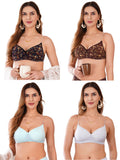Transparent Strap Printed Padded Bra (Pack Of 4)