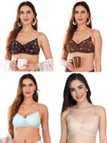 Transparent Strap Printed Padded Bra (Pack Of 4)