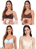 Transparent Strap Printed Padded Bra (Pack Of 4)