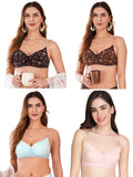 Transparent Strap Printed Padded Bra (Pack Of 4)