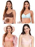 Transparent Strap Printed Padded Bra (Pack Of 4)