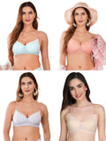 Transparent Strap Printed Padded Bra (Pack Of 4)